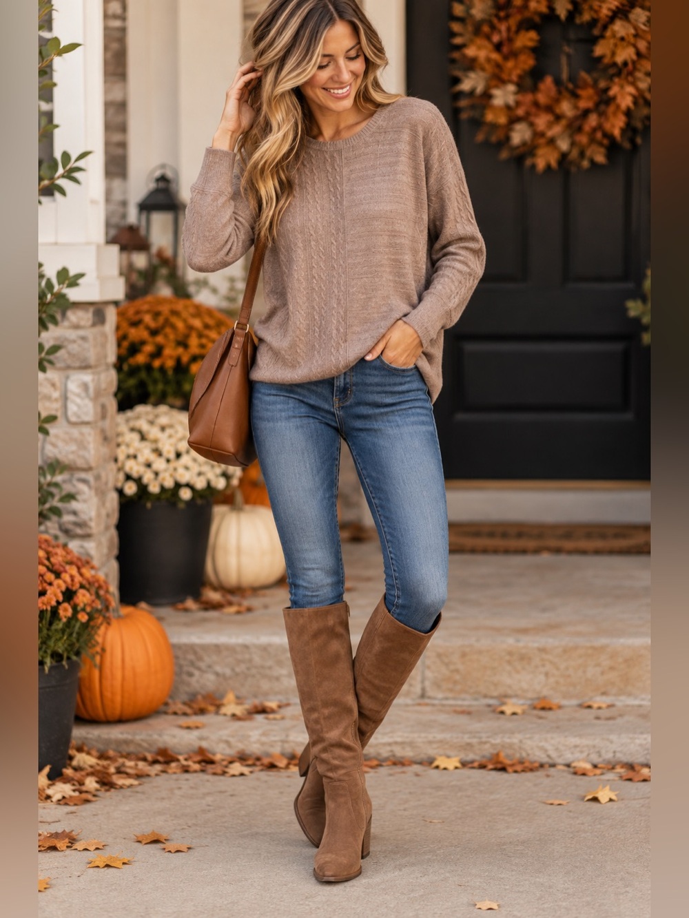 NWT Magaschoni 100% Cashmere Cable Knit Sweater Taupe XL